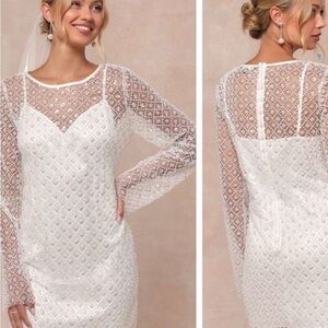 Lulus NEW Elegant White embroidered Lace Dress